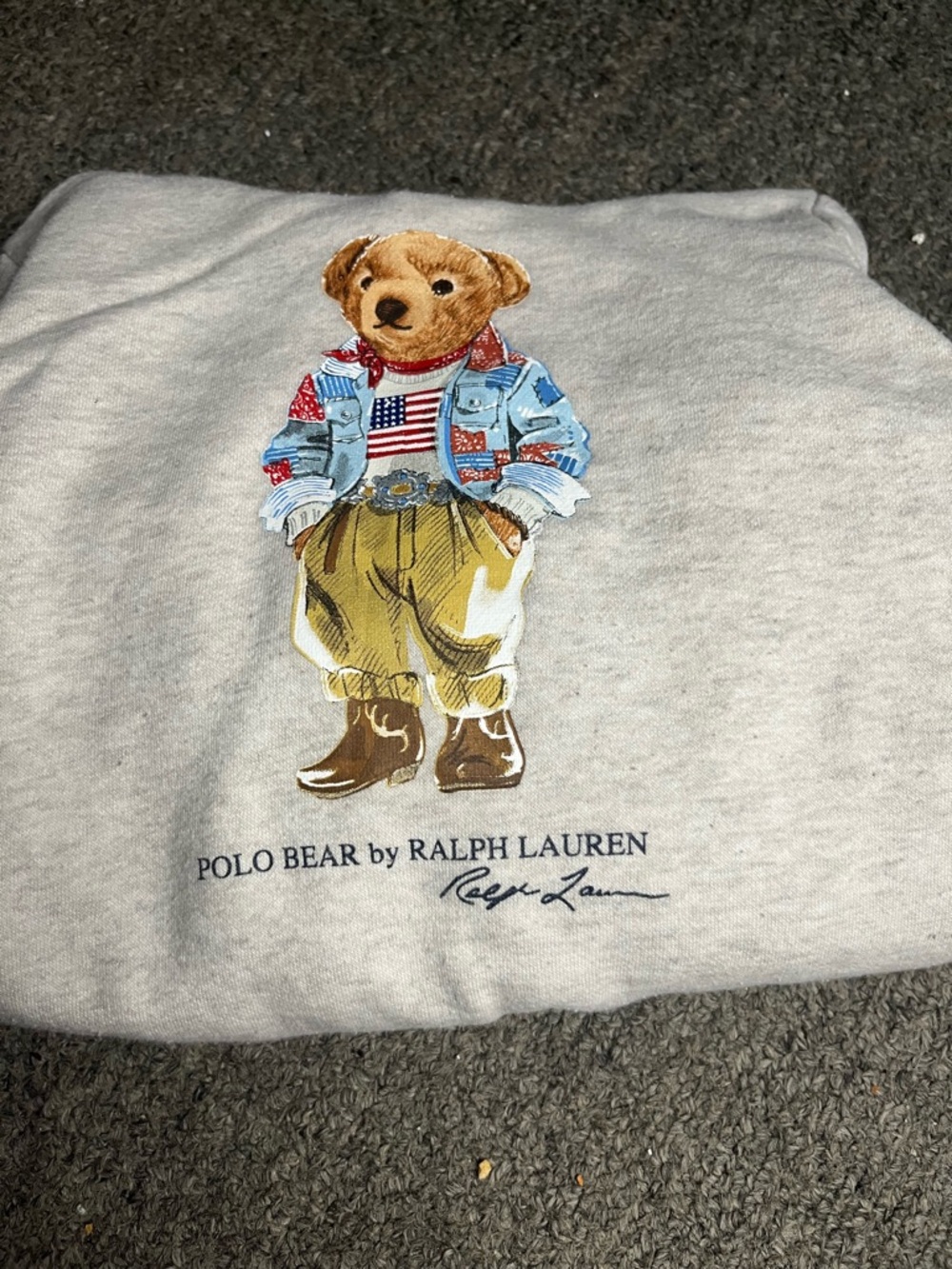 Polo by Ralph Lauren Light Gray Crewneck with Navy/Yellow Tag